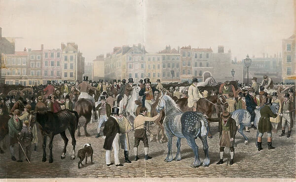 Old Smithfield Market (coloured engraving)