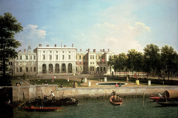 Old Somerset House from the River Thames, London (oil on canvas)