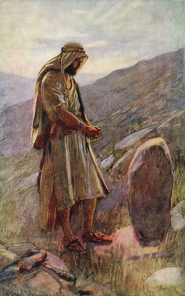 Old Testament: Jacob's Vow (colour litho)