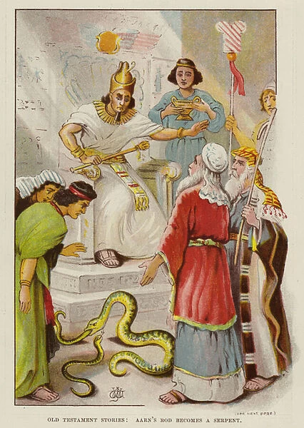 Old Testament stories: Aarons rod becomes a serpent (chromolitho)