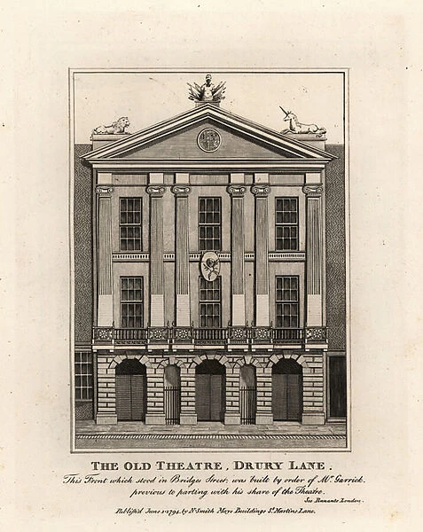 Front of the Old Theatre, Drury Lane, 1794