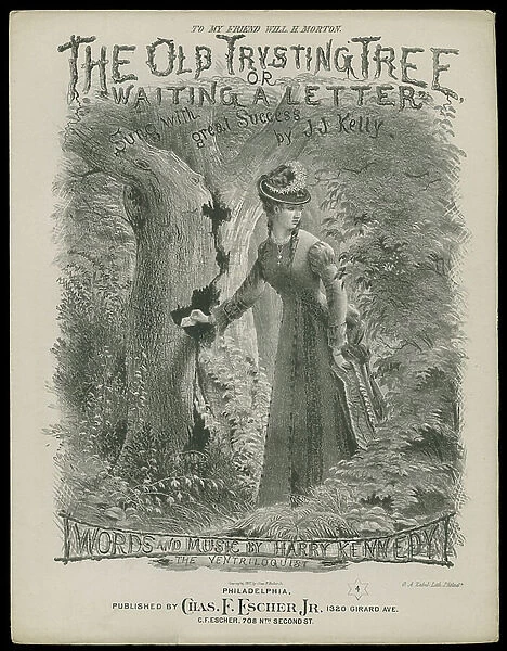 The Old Trysting Tree Or Waiting A Letter, 1877 (print)