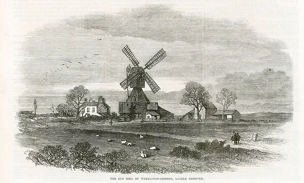 The old mill on Wimbledon Common (engraving)