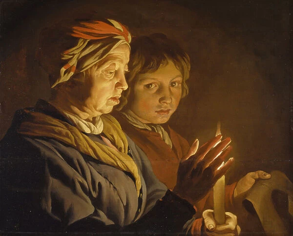 Old Woman And A Boy By Candlelight, 1630-1650 (oil on panel)
