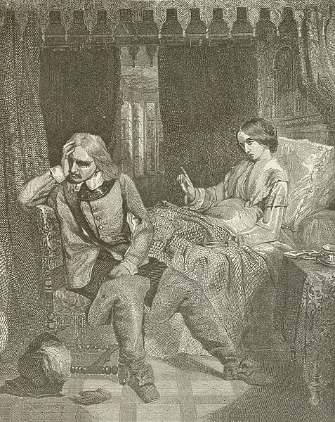 Oliver Cromwell at the Death Bed of his Daughter (engraving)
