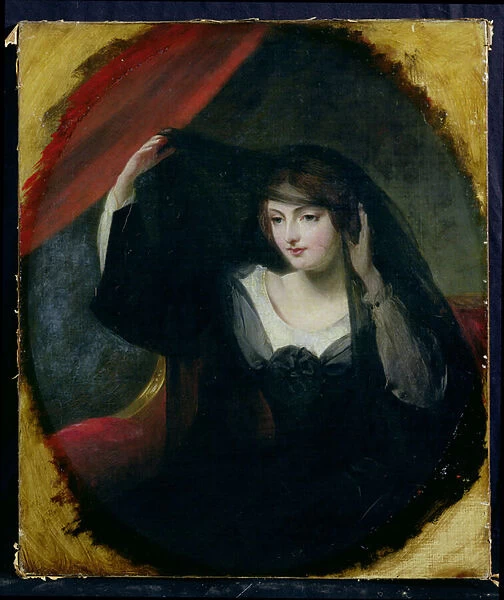 Olivia Raising her Veil, 1849 (oil on panel)