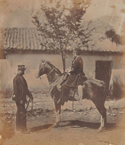 Omar Pasha and his British liaison officer, Colonel Lintorn Simmons, 1855 (b  /  w photo)