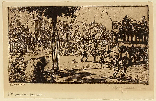 Omnibus Station in Vaugirard, 1894 (etching)