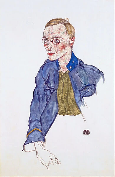 One-Year Volunteer Lance-Corporal - Schiele, Egon (1890-1918) - 1916 - Pencil, Gouache on paper - 48x31, 3 - Leopold Museum, Vienna
