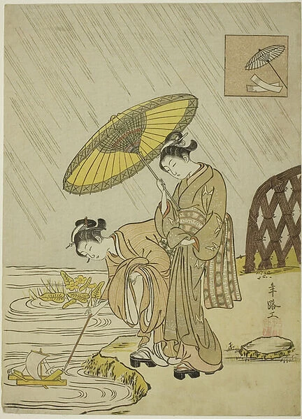 Ono no Komachi Praying for Rain, 1766 (colour woodblock print; chuban)
