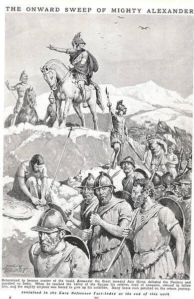 The Onward Sweep of Mighty Alexander, illustration from Newnes Pictorial Book of Knowledge, c. 1920 (litho)