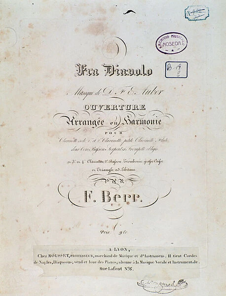 Opening of the comic opera Fra Diavolo, or The Hotelery of Terracine by D. F. Auber, 1830