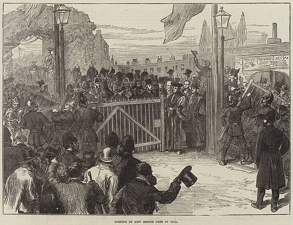 Opening of Kew Bridge Free of Toll (engraving)