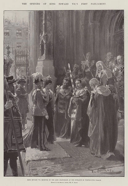 The Opening of King Edward VIIs First Parliament (litho)