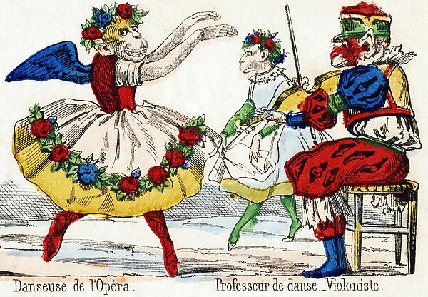 The opera dancer and the violinist dance teacher. Engraving in '