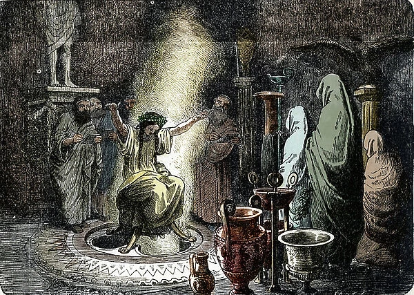 The Oracle at Delphi, 19th century (engraving)