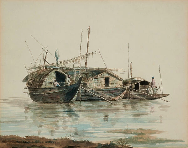 Oriental houseboats, 1793 (Watercolour)