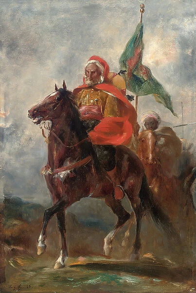 An Orientalist chieftain on horseback, 1863 (oil on panel)
