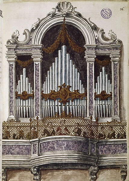 Orphans singing, organ of the choir of the church of the Ospedale della Pieta