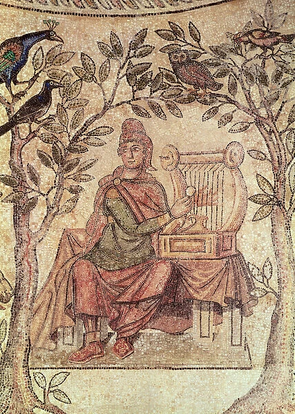 Detail of Orpheus charming the animals, from the site of Blanzy (mosaic) (see also 173716