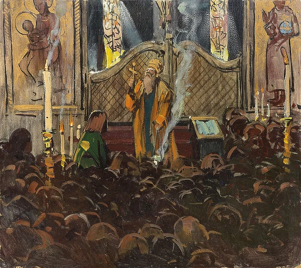 Orthodox Mass (oil on board, heightened with gold)