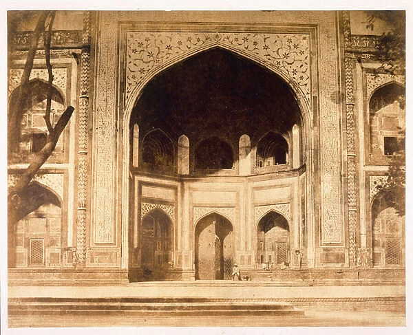 Outside the Taj Mahal, probably illustrated in Photographic Views in Agra