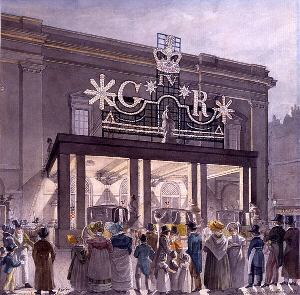 Outside the Theatre Royal, Drury Lane, 1821 (w  /  c on paper)