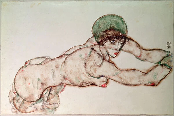 Outstretched Nude, 1914 (pencil & gouache on paper)