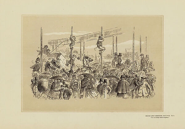 Oxford and Cambridge Boat Race, No 3, On the Bridge (engraving)