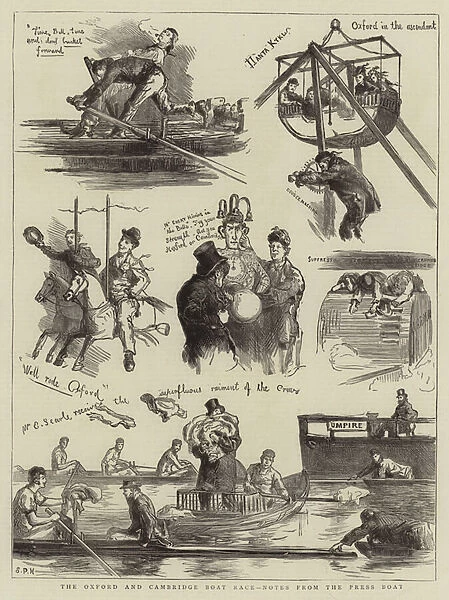 The Oxford and Cambridge Boat Race, Notes from the Press Boat (engraving)