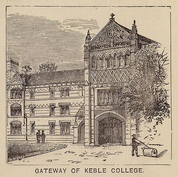 Oxford: Gateway of Keble College (engraving)