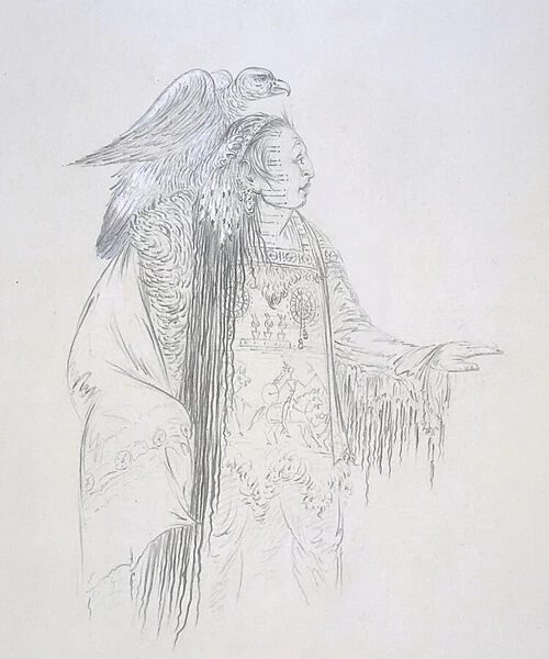 Pa-ris-ka-roo-pa (The Two Crows) 1852 (pencil on paper)