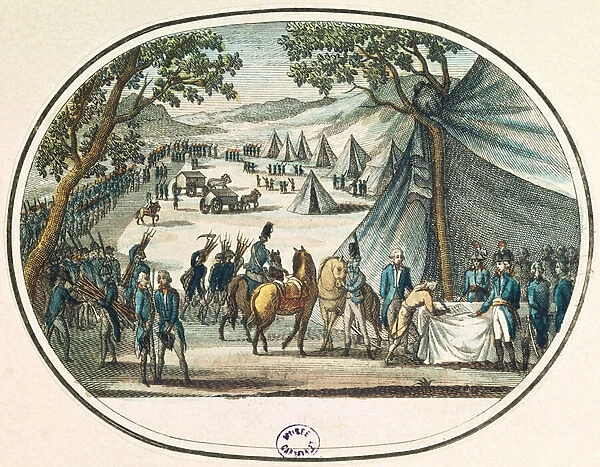 Pacification of the Vendee by General Hoche (1768-97) 20th April 1795 (coloured engraving)