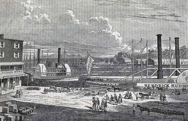 Paddle steamers at Albany, 1850