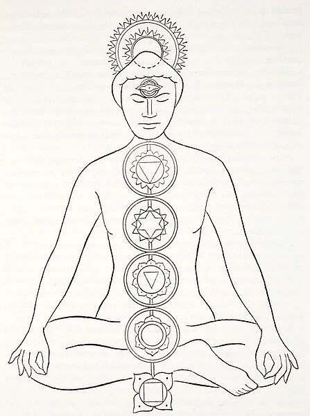 Padmasana or lotus position (litho)