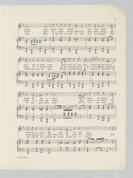 Page 3 of a musical score for the song Just a Soldier (litho)
