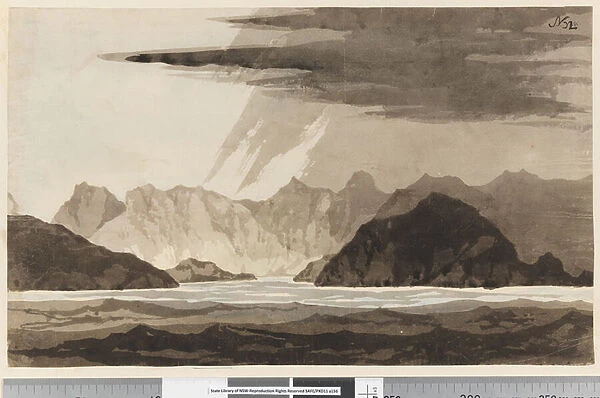 Page 32a View, possibly of Dusky Bay, New Zealand, 1768-75 (w  /  c)