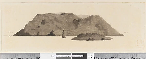 Page 3b View of unidentified island. In ink on left hand side N by E