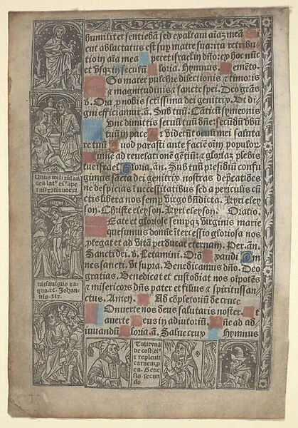 Page from 'Book of Hours', 1495-1500 (text page with metal-cut border)