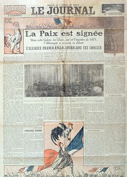 Front Page of Le Journal celebrating the signing of The Treaty of Versailles