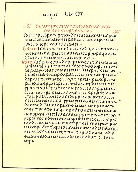 Page from the Pandects of Justinian (colour litho)