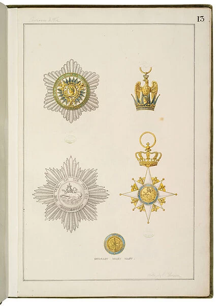 Page from Recueil des ordres francais et etrangers (coloured engraving)