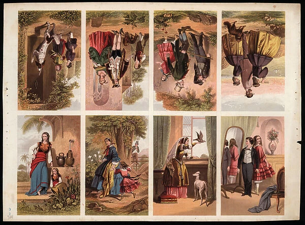 Page of Victorian printed scraps (coloured engraving)
