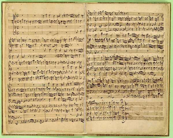 Pages from Score of the St. Matthew Passion, 1727 (pen and ink on paper)
