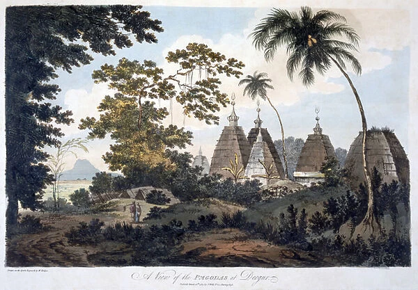 Pagodas at Deogur, 1787 (aquatint)