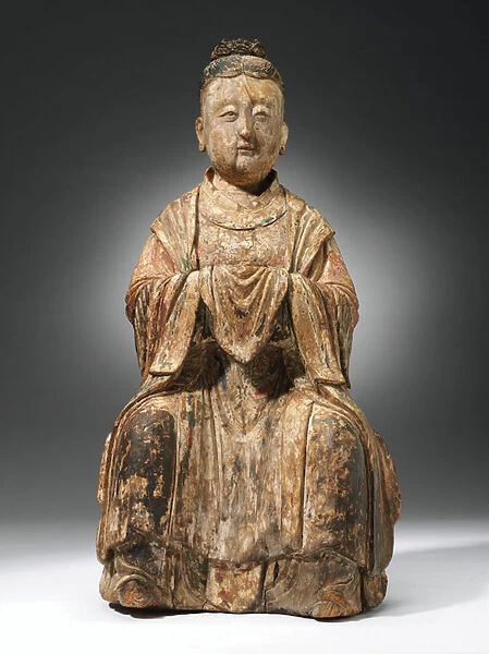 A Painted Wood Figure of a Female Daoist Immortal, Song Dynasty