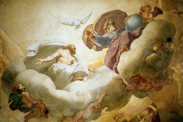 Detail of the painting of the interior of the dome depicting the Holy Trinity