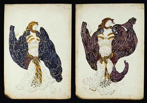 A pair of costume designs for female dancers from Juive