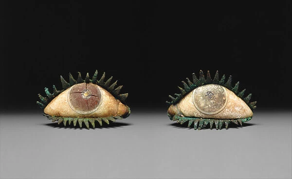 Pair of Eyes (bronze, marble, frit, quartz, obsidian)