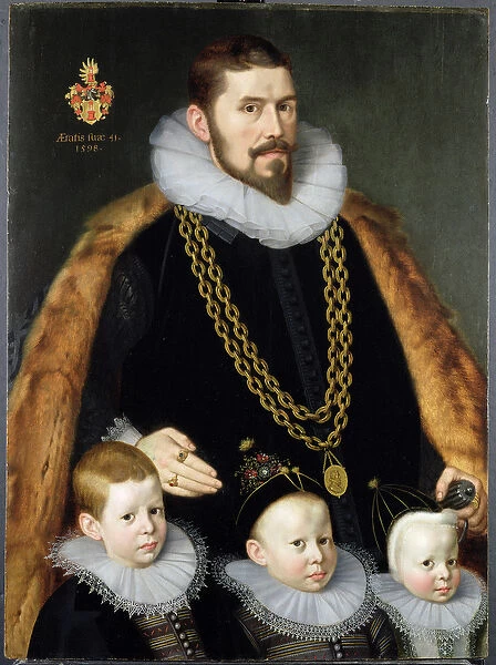 A Pair of Family Portraits, 1598 (oil on panel) (for pair see 228145)